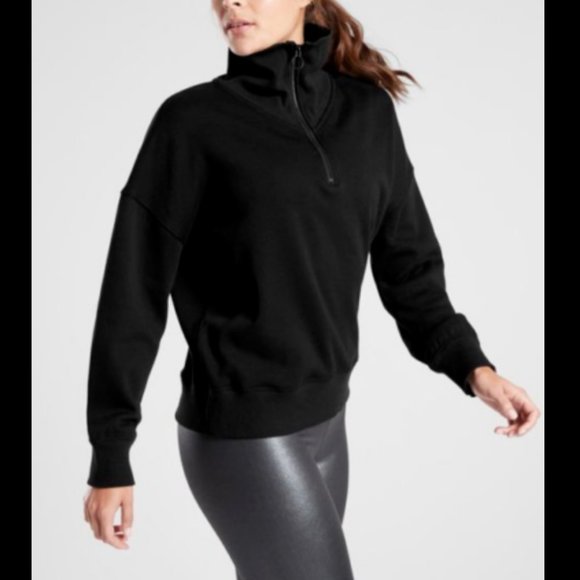 Athleta Tops - ATHLETA BLACK 1/4 ZIP FUNNEL NECK COZY KARMA SWEATSHIRT